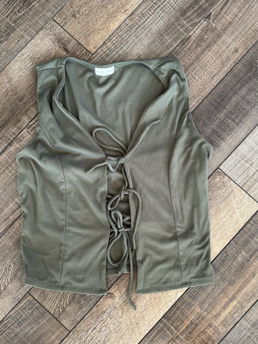 Frankee & Skylarr Olive Green Lace-Up Sleeveless Top
